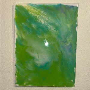 Vibrant Green and Blue Abstract Canvas Art